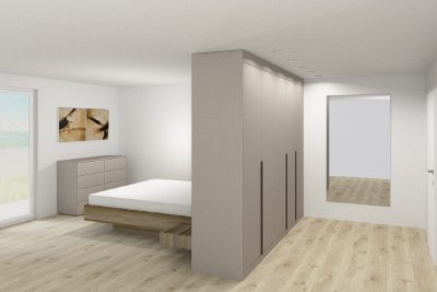 Armoire à portes battantes comme séparation de pièce